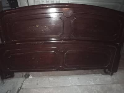 good condition wood bed and tv trolly