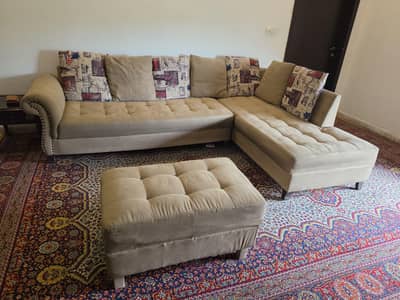 6 Seater L-Shape Sofa Set + 2 Seater Couch.
