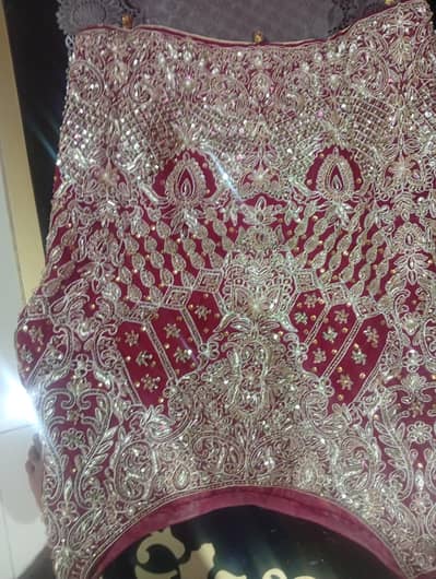 Bridal Lehenga – Maroon/Wine & Silver Heavy Embroidered – Rs. 35,000