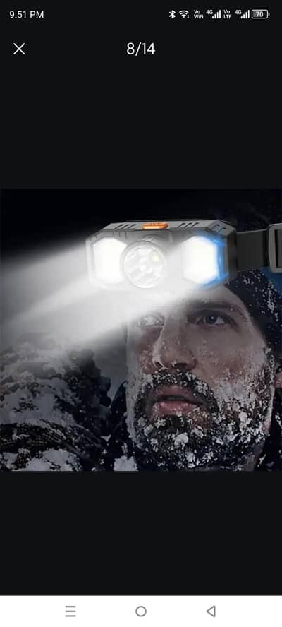 LED Head Torch combo COB Mini Portable flashlight USB Rechargeable