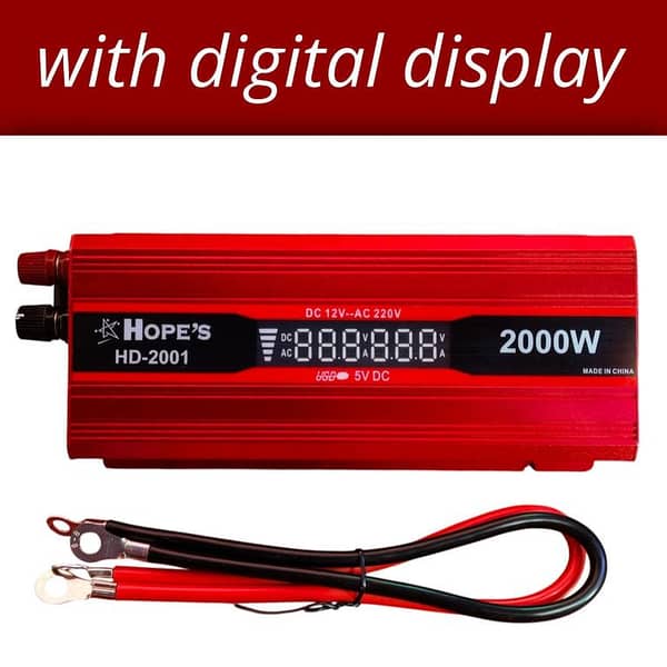 Hopes DC Converter 2000W 12V to AC 220V Inverter Pure Sine Wave with Display Screen For Fridge & Other Devices in Pakistan