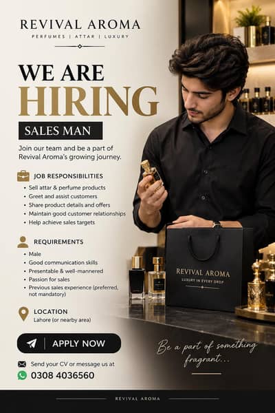 We’re Hiring – Sales Man | Revival Aroma