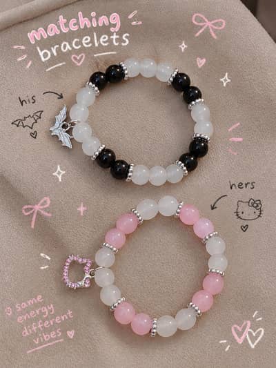 Cute matching hellokitty and batman bracelet
