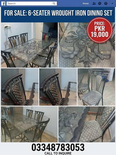 Good Condition 6 Seater Dinning table with heavy duty glass top