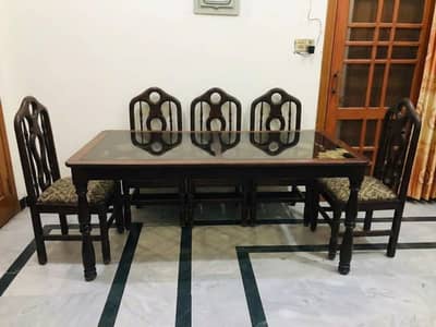 Wooden Glass Dining Table