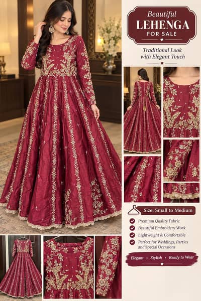 Maroon Embroidered Lehenga – Small to Medium | Excellent Condition