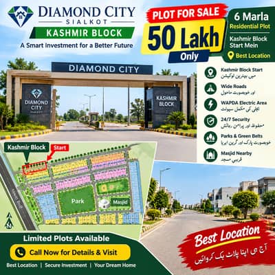 6 Marla Residential Plot For Sale Diamond City Sialkot
