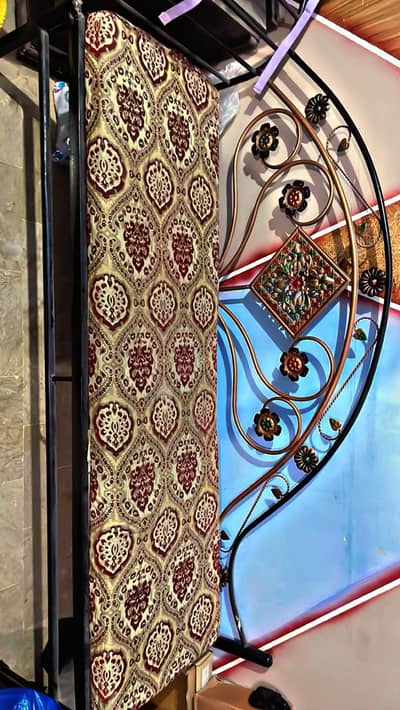 Single Iron Bed with Mattress – Good Condition