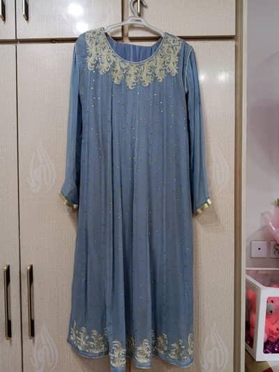 3 piece grey chiffon frock for sale-wadrobe declutter