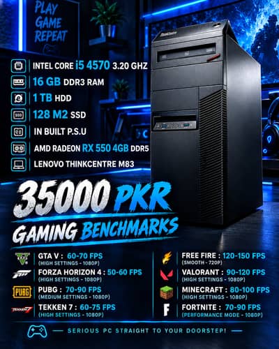 Gaming PC i5 4570 | RX 550 4GB | 16GB RAM | 128GB SSD + 1TB HDD