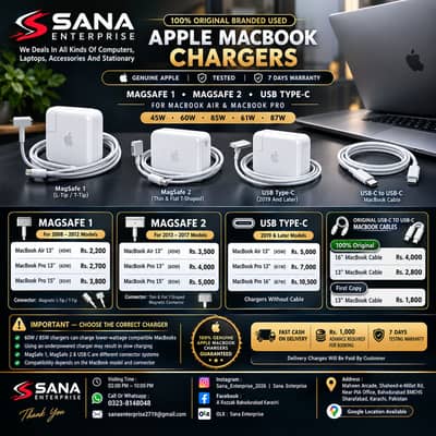 100% Original MagSafe 1 | MagSafe 2 | USB Type-C ! MacBook Charger