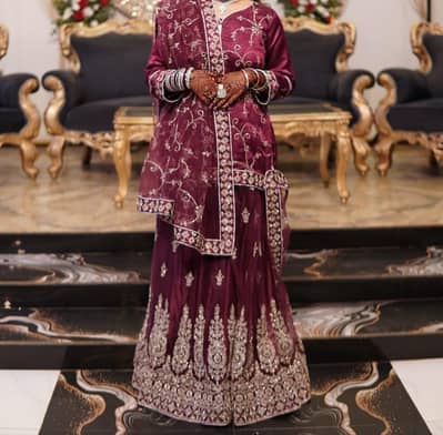 Elegant Burgundy Embroidered Lehenga
