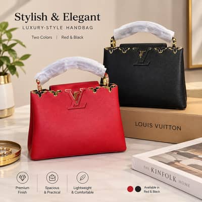 Luxury Women’s Handbag | LV Style Shoulder Bag | Red & Black & Biege
