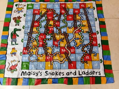 washable kids snake and laders board game mat