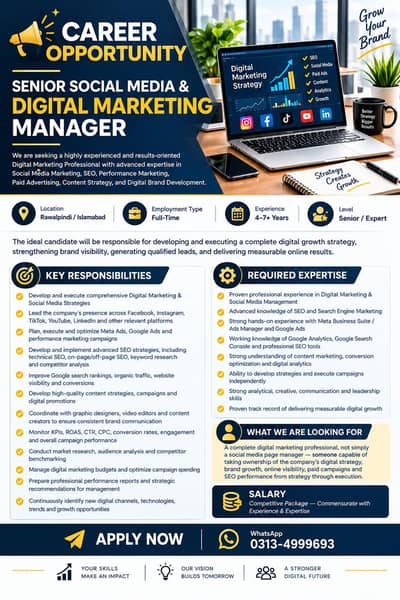Digital Marketing & SEO Manager – Experienced Professional
