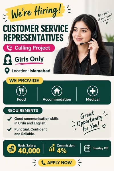 Female Customer Service Representatives - Islamabad -