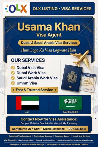 Dubai visit visa Dubai work visa Saudia Arabia work visa usama agent