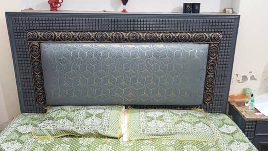 bed set with side tables mirror table and sofa set