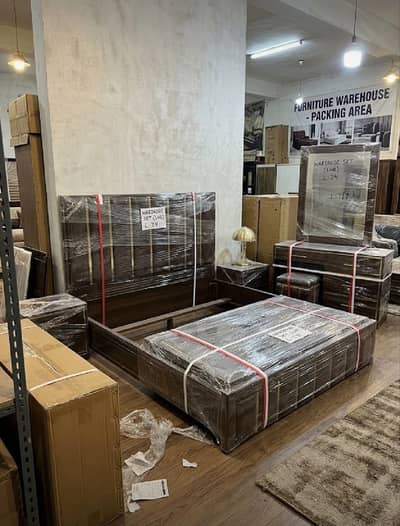 King Size Bed set with dressing and side tables and mirror