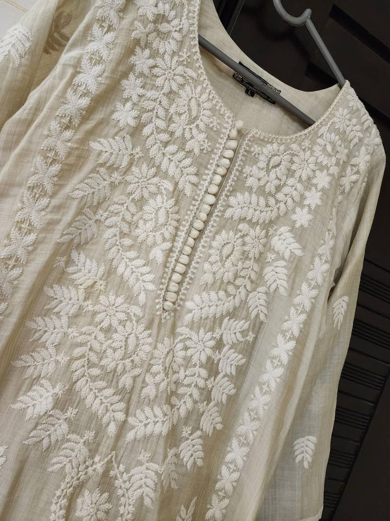 2pc beige embroidered 2