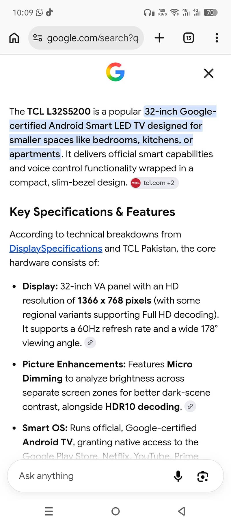 TCL smart tv Android 2