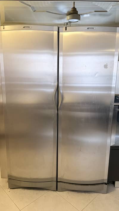 SMEG Stainless Steel Upright Fridge & Freezer Matching Pair