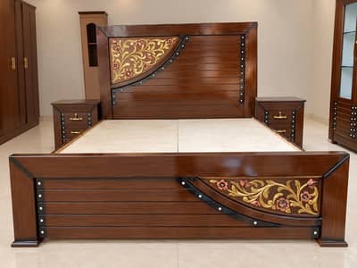 complete Bed Set Premium Design Double Bed Dressing Wardrobe