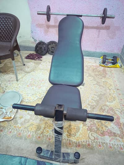 complete Home Gym Set Adjustable Bench,Barbell,Weights,Dumbel& Twister