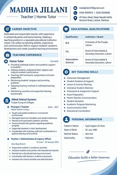 Job needed for online/home tutour