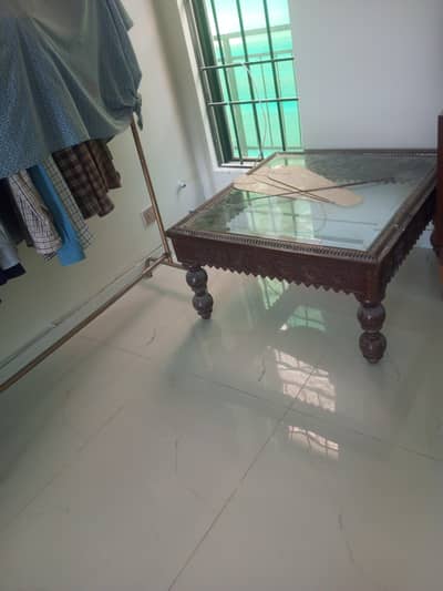 tables glass top wooden polished used