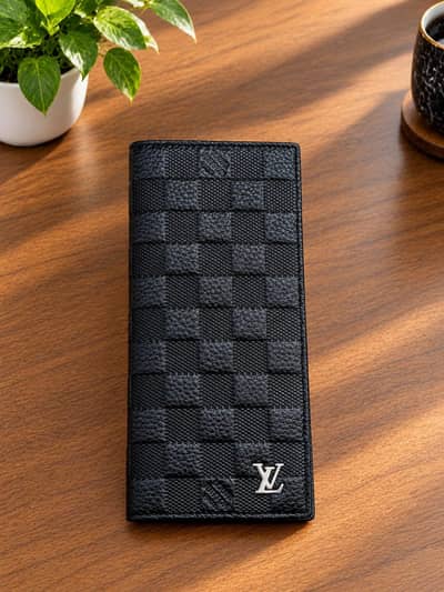 Premium LV Style Men’s Wallet – Black Designer Wallet