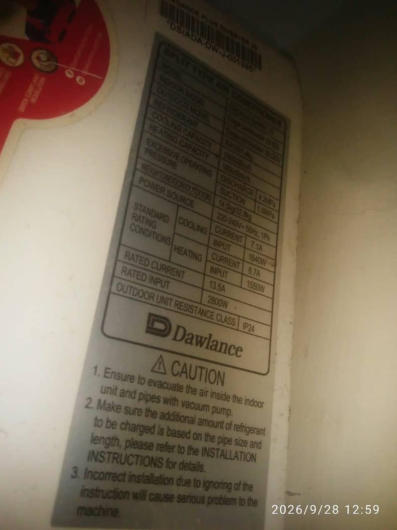 Dawlance Split Unit AC 1.5 Ton 2