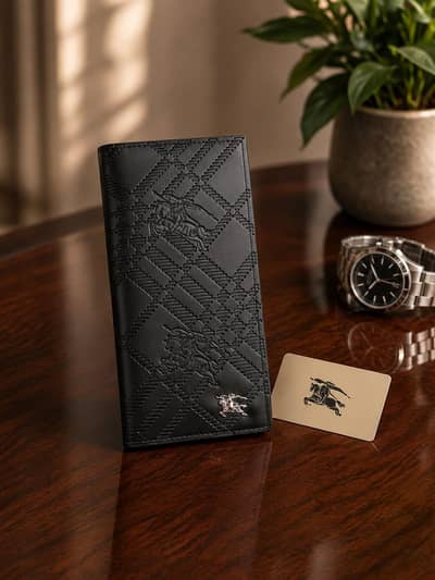 Premium Burberry Style Men’s Wallet – Black Luxury Wallet
