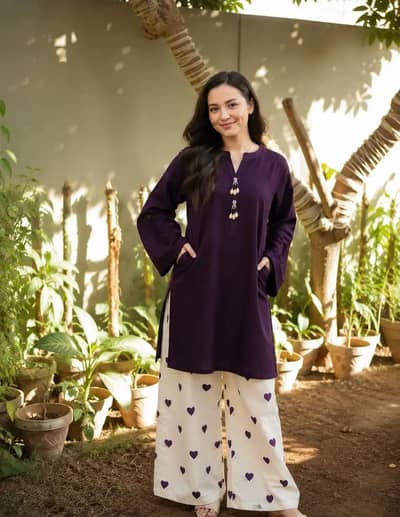 purple heart print 2Pc stitched suit New Collection