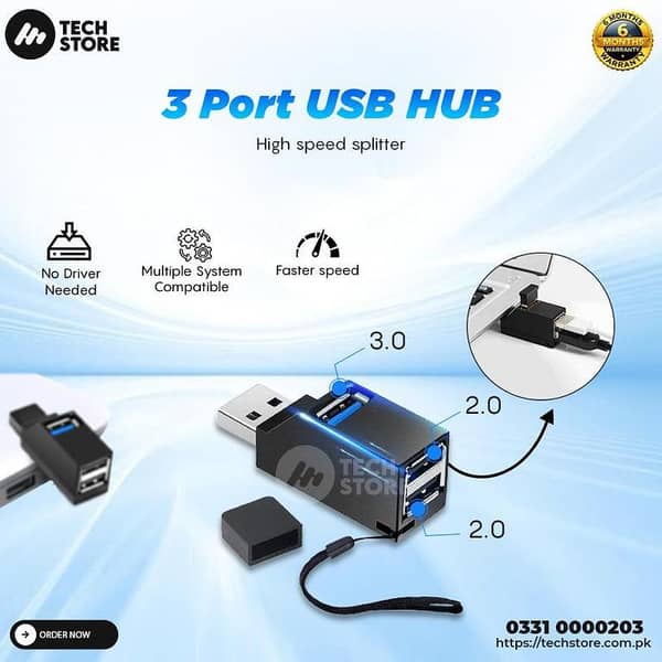 3 Port USB Hub Price in Pakistan | High-Speed USB Splitter