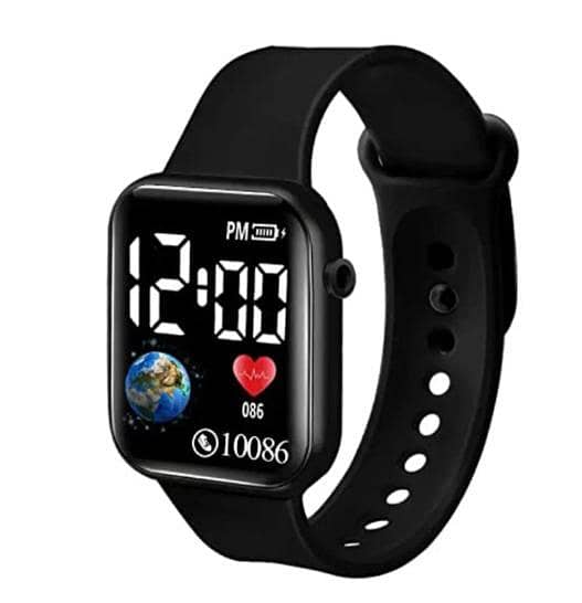 1 PCS Digital Square Dial Watch - Day & Date Display Unisex Wristwatch for Boys & Girls R3161