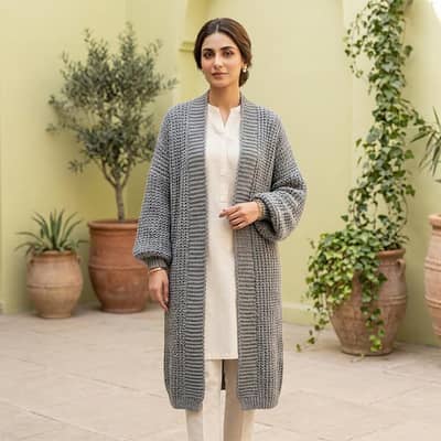 Women long knit cardigan sweater jacket loose wolen autumn winter