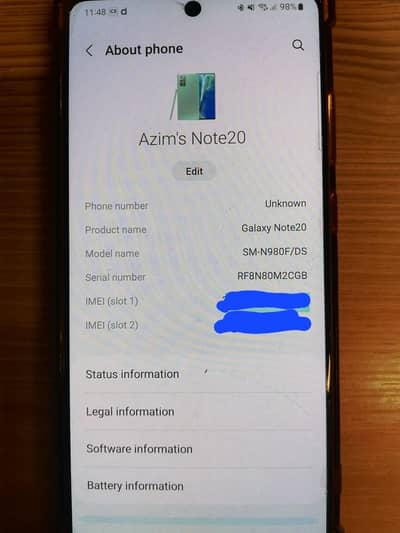 Samsung Mobile Note 20