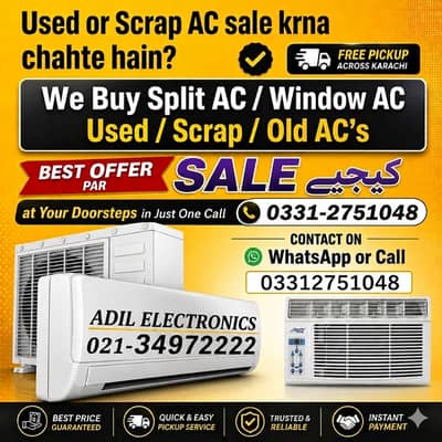 Apne ACs Split Ac Window behtren rates mai sell krna hai? Ab call kren