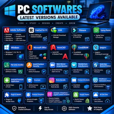 All PC Softwares/windows avaliable