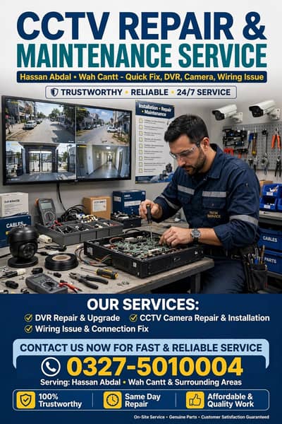 CCTV Repair Service Hassan Abdal Wah Cantt - DVR Camera Wiring