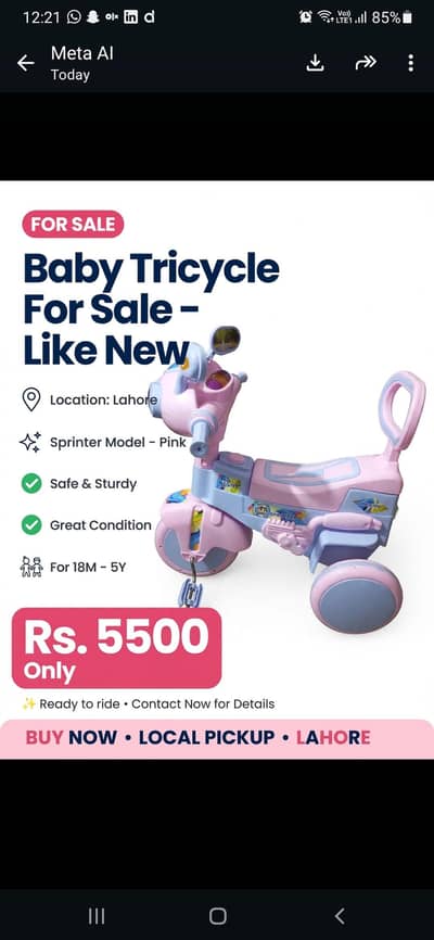 baby Tricycle Sprinter Pink