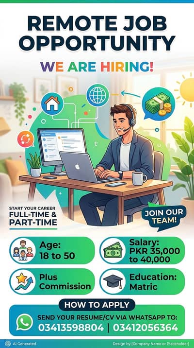 Remote job 03412056364 Watsapp Please contact us