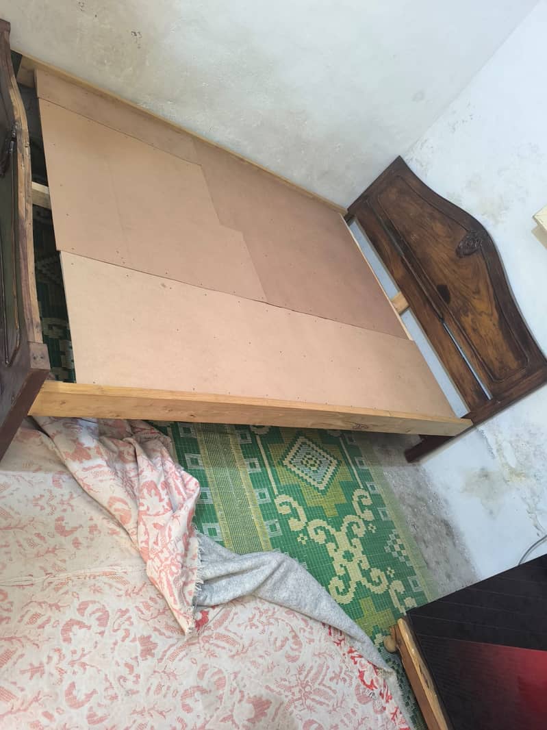 Solid Wooden Double Bed with mattress 2