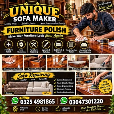 Wood work furniture , polish furniture work , carpenter work , Wood