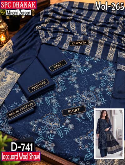 Dhanak 3PC Embroidered Suit – Minahil Zareen Designer