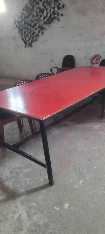 Office / Meeting Table with Chairs – Red Top