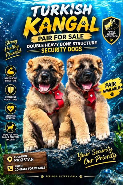 Pure Turkish Kangal Pair | Double Heavy Bone Structure Security Dogs
