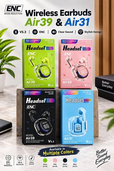 Wireless Earbuds Air39 & Air31 | Bluetooth V5.3 | ENC Noise Reduction
