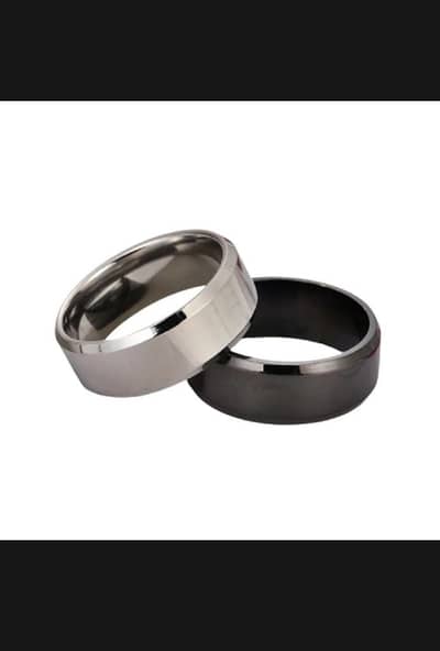 couple rings set - silver and black - stainless steel  for men